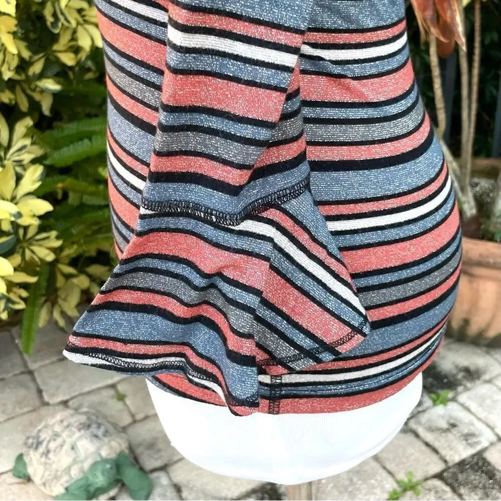 Free People Fitted Striped Shimmer Top